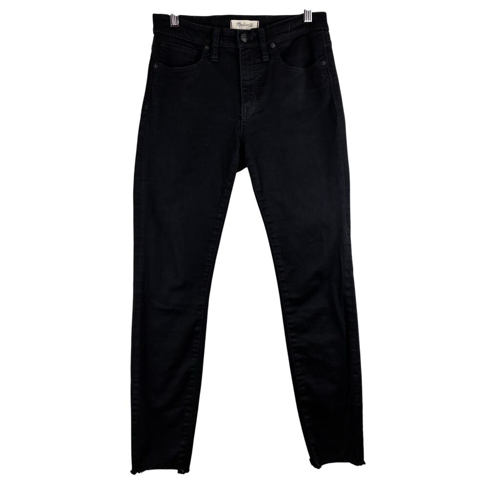Madewell 9" Rise Skinny Jeans Womens 28 Black Cotton Stretch Raw Hem Grunge Goth